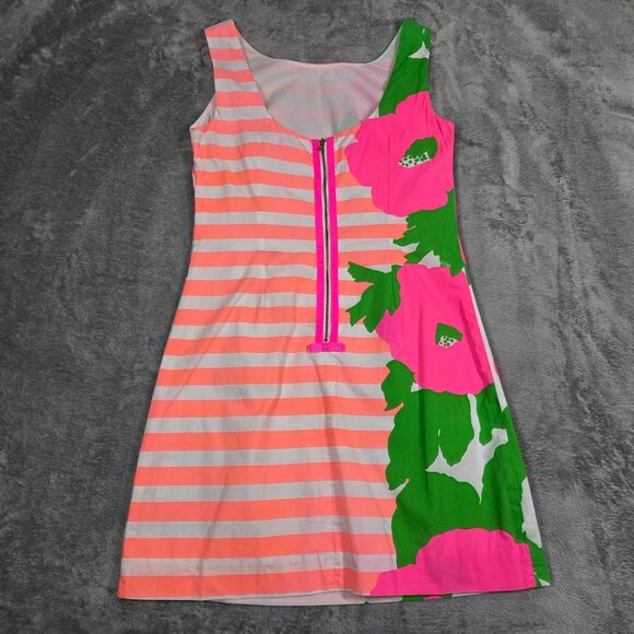 Lilly Pulitzer Dress Womens 0 Delia Sunrise Orange Stripe Wildflower Shift - Picture 6 of 11